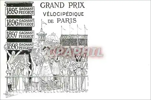 Cartes postales L engouement suscite par le Grand Prix de Paris Velo Cycle Peugeot