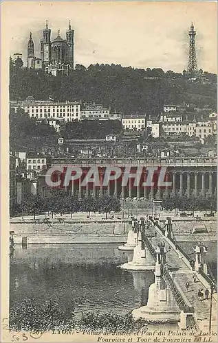 Cartes postales Lyon Palais de Justice et Pont du Palais de Justice