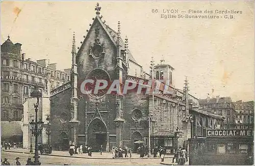 Cartes postales Lyon Place des Cordeliers Eglise St Bonaventure Tramway Chocolat Manier