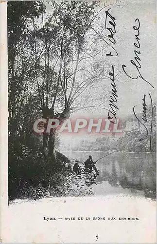 Cartes postales Lyon Rives de la Saone aux environs Peche