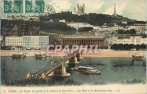 Ansichtskarte AK Lyon Le Palais de Justice et le Coteau de Fourviere La TOur et le Restaurant Gay