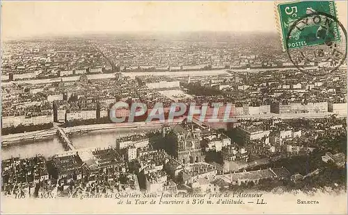 Cartes postales Lyon Vue generale des Quartiers Saint Jean et Bellecour prise de l Ascenseur de la Tour de Fourv