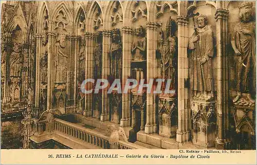 Ansichtskarte AK Reims La Cathedrale Galerie du Gloria Bapteme de Clovis