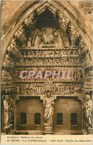 Cartes postales Reims La Cathedrale Cote Nord Porche du Beau Dieu