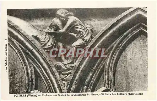 Cartes postales Poitiers Vienne Ecoincon des Stalles de la Cathedrale St Pierre Cote Sud Les Lutteurs