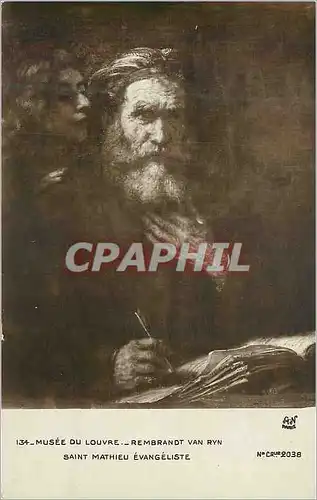 Cartes postales Musee du Louvre Rembrandt Van Ryn Saint Mathieu Evangeliste