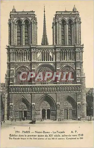 Ansichtskarte AK Paris Notre Dame La Facade