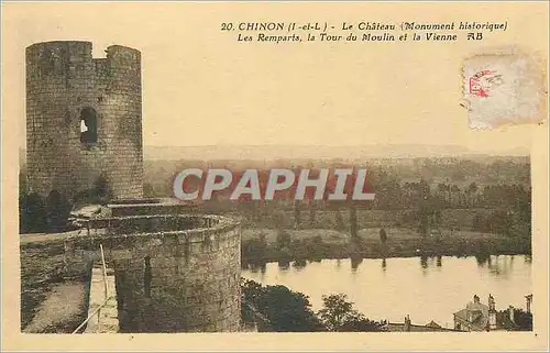Ansichtskarte AK Chinon Le Chateau Les Remparts la Tour du Moulin et la Vienne