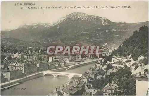 Cartes postales Le Dauphine Grenoble Vue Generale cote du Cours Berriat et le Moucherotte