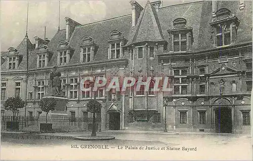 Cartes postales Grenoble Le Palais de Justice et Statue Bayard