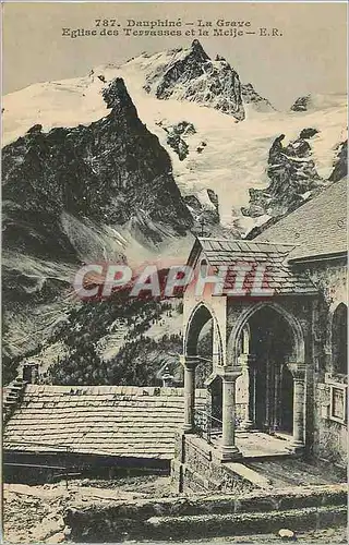 Cartes postales Dauphine La Grave Eglise des Terrasses et la Meije