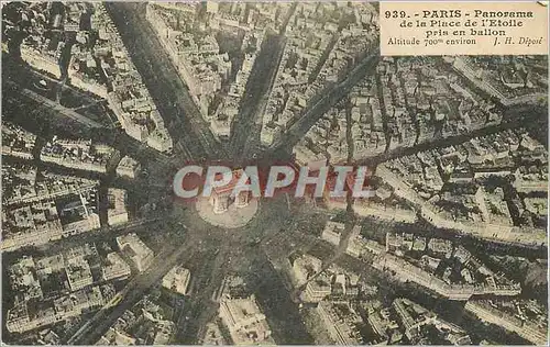 Cartes postales Paris Panorama de la Place de l'Etoile pris en ballon