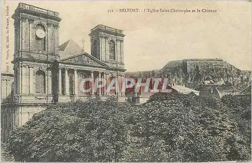 Cartes postales Belfort L Eglise Saint Christophe et le Chateau