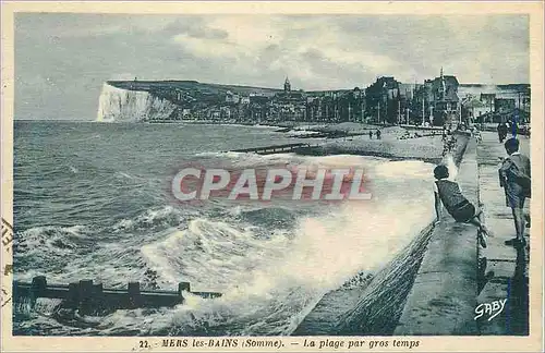 Cartes postales Mers les Bains Somme La plage par gros temps