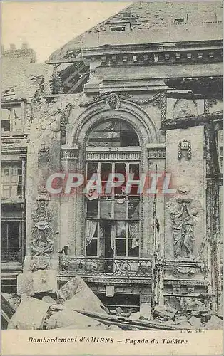 Cartes postales Bombardement d Amiens Facade du Theatre  Militaria