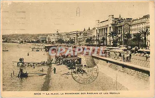 Cartes postales Nice La Plage La Promenade des Anglais et les Hotels