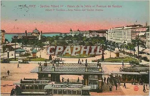 Cartes postales Nice Jardin Albert Palais de la Jetee et Avenue de Verdun Tramway