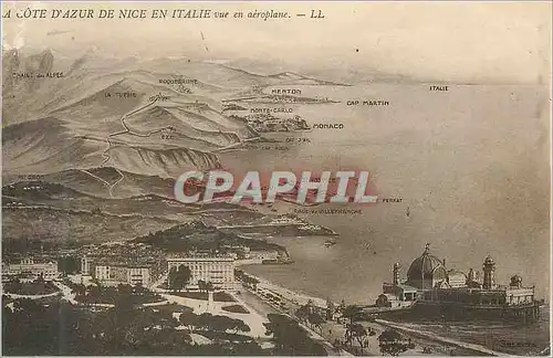 Cartes postales La Cote d Azur de Nice en Italie vue en aeroplane