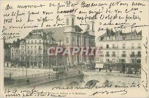 Ansichtskarte AK Besancon Pont de Battant et la Madeleine Tramway (carte 1900)