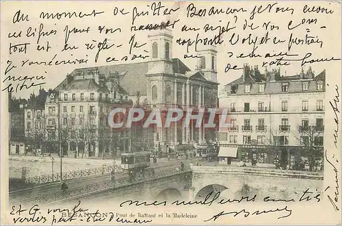Cartes postales Besancon Pont de Battant et la Madeleine Tramway (carte 1900)
