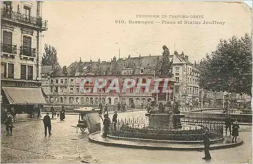 Cartes postales Besancon Place et Statue Jouffroy