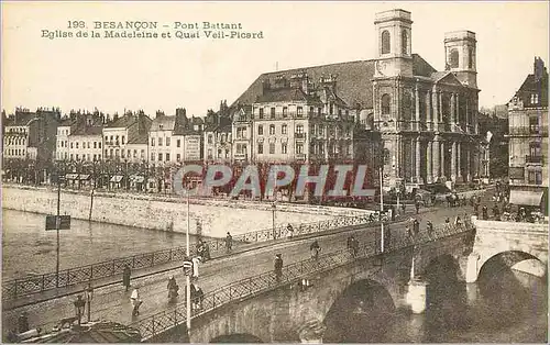 Cartes postales Besancon Pont Battant Eglise de la Madeleine et Quai Veil Picard