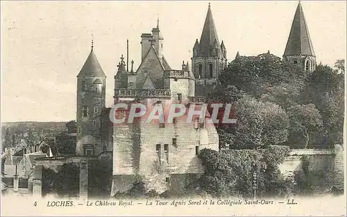 Ansichtskarte AK Loches Le Chateau Royal La Tour Agnes Sorel et la Collegiale Saint Ours