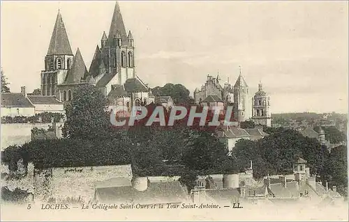 Ansichtskarte AK Loches La Collegiale Saint Ours et la Tour Saint Antoine