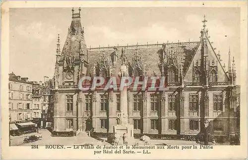 Ansichtskarte AK Rouen Le Palais de Justice et le Monument aux Morts pour la Patrie par Real del Sarte