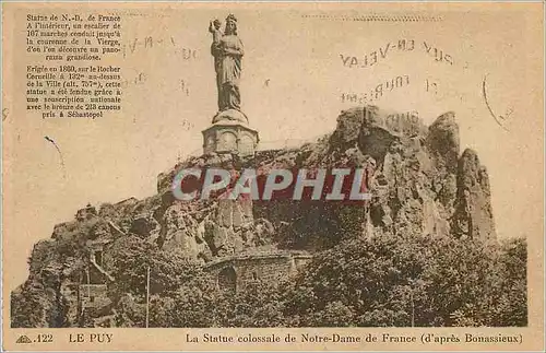 Cartes postales Le Puy La statue colosalle de Notre Dame de France