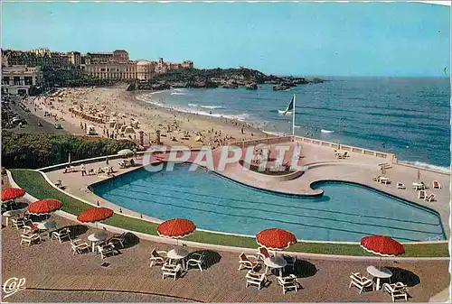 Moderne Karte Biarritz La Grande Plage Les Casinos et la Piscine de l Hotel du Palais