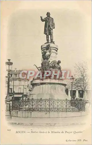 Cartes postales Rouen Statue elevee a la Memoire de Pouyer Quartier (carte 1900)