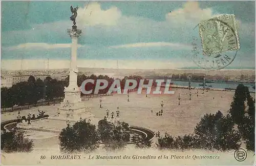 Ansichtskarte AK Bordeaux Le Monument des Girondins et la Place de Quinconces