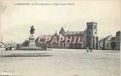 Cartes postales Cherbourg La Place Napoleon et l Eglise Sainte Trinite