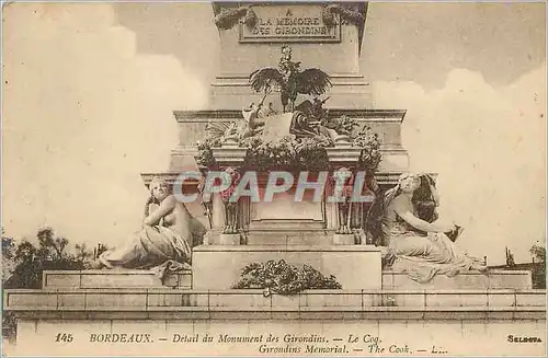 Cartes postales Bordeaux Detail du Monument des Girondins Le Coq