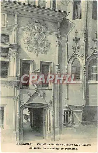 Cartes postales Grenoble Portail du Palais de Justice au dessus les armoiries du Dauphine