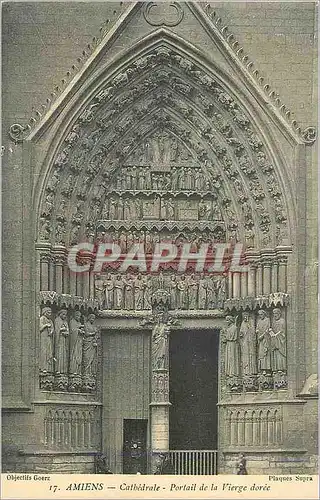 Cartes postales Amiens Cathedrale Portail de la Vierge doree