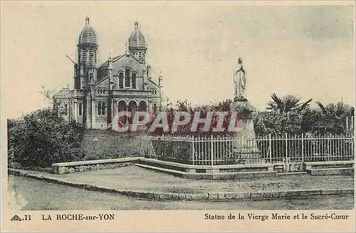 Cartes postales La Roche sur Yon Statue de la Vierge Marie et le Sacre Coeur
