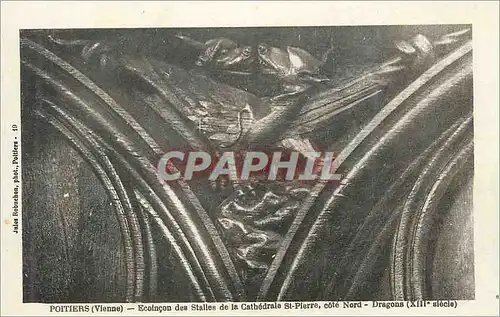 Cartes postales Poitiers Vienne Ecoincon des Stalles de la Cathedrale St Pierre Cote Nord Dragons
