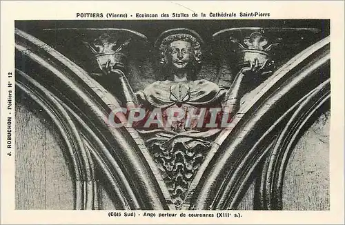Cartes postales Poitiers Vienne Ecoincon des Stalles de la Cathedrale St Pierre cote Sud Ange porteur de Couronn