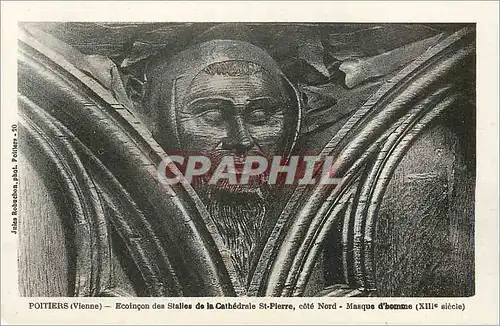 Cartes postales Poitiers Vienne Ecoincon des Stalles de la Cathedrale St Pierre cote Nord Masque d homme