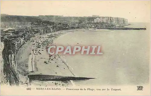 Cartes postales Mers les Bains Panorama de la Plage vue sur le Treport