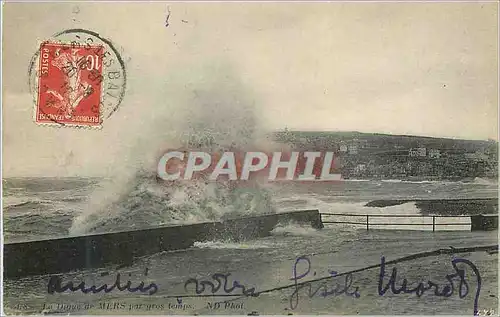 Cartes postales La Digue de Mers par gros temps