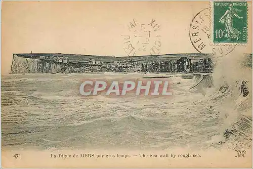 Cartes postales La Digue de Mers par gros temps