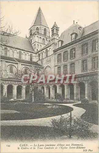 Cartes postales Caen Le Lycee le cloitre et la Tour Centrale de l Eglise Saint Etienne