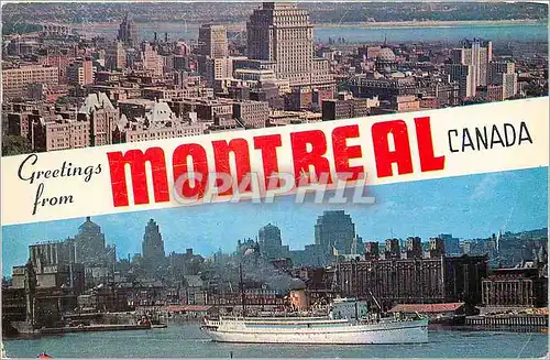 Cartes postales moderne Greetings from Montreal Canada Montreal business section as seen from Mount Royal Bateau