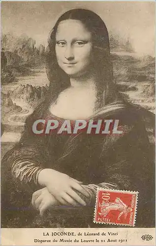 Cartes postales La joconde de Leonard de Vicni disparue du musee du Louvre le 21 aout 1911