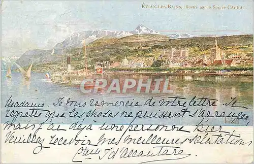 Ansichtskarte AK Evian les bains illustre par la sourve cauhat Bateau