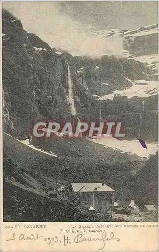 Cartes postales Gavarnie la grande cascade 133 m de chute
