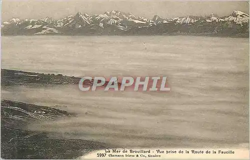 Cartes postales La mer de brouillard vue prise de la route de la faucille